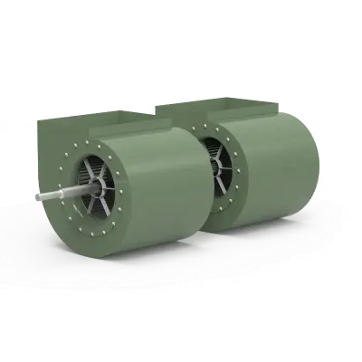 Twin green roller drums connected by a shaft on an industrial machine.