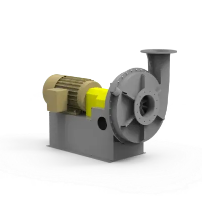 Industrial centrifugal pump with an electric motor mounted on a gray base surface.
